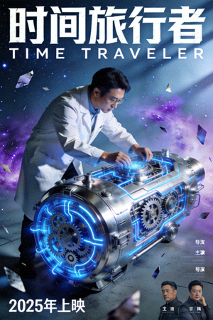 科幻电影《时间旅行者》海报 - 科学家操作时间机器的画面